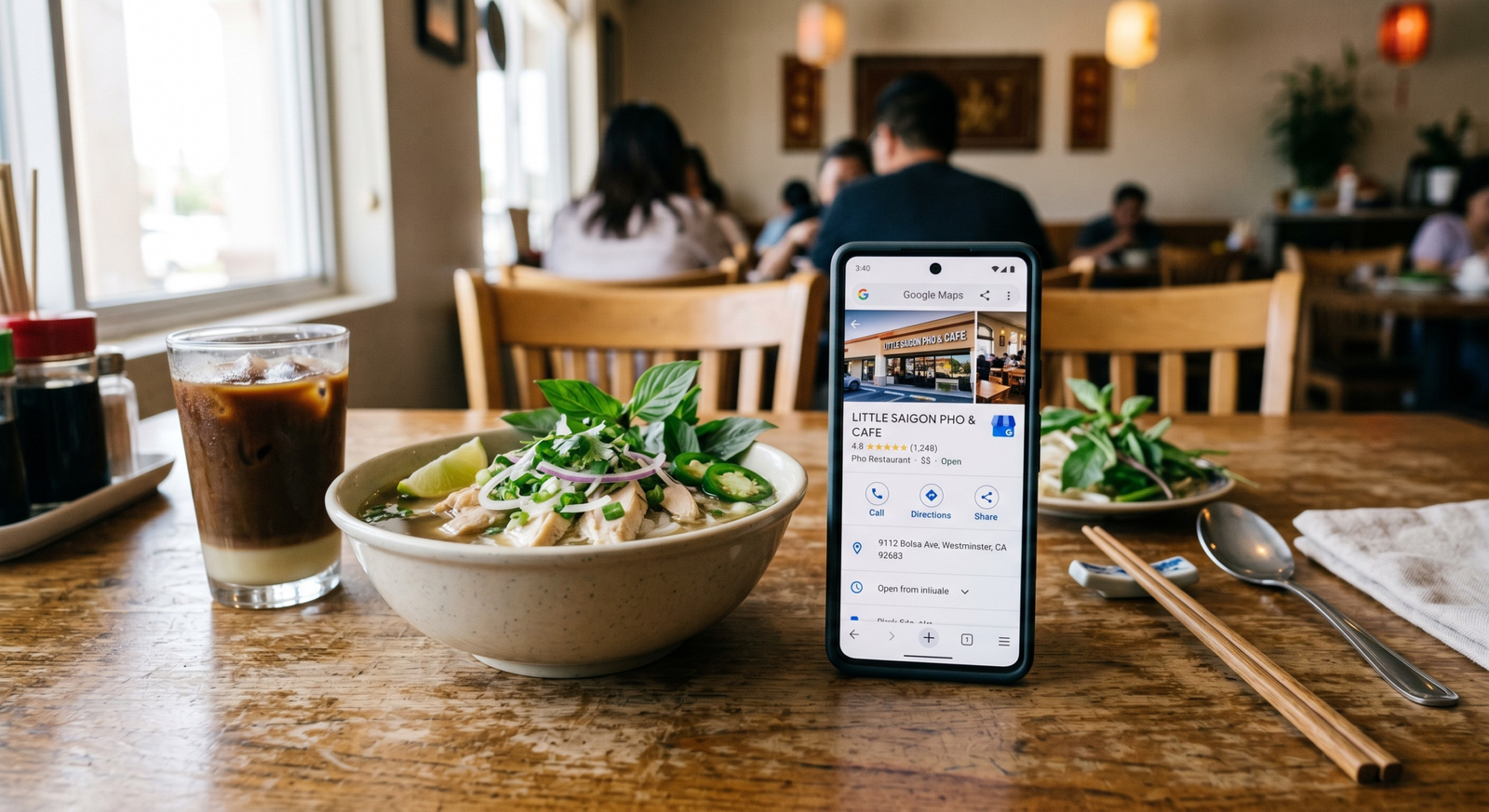 Google Map optimization Little Saigon guide for a restaurant on Brookhurst St