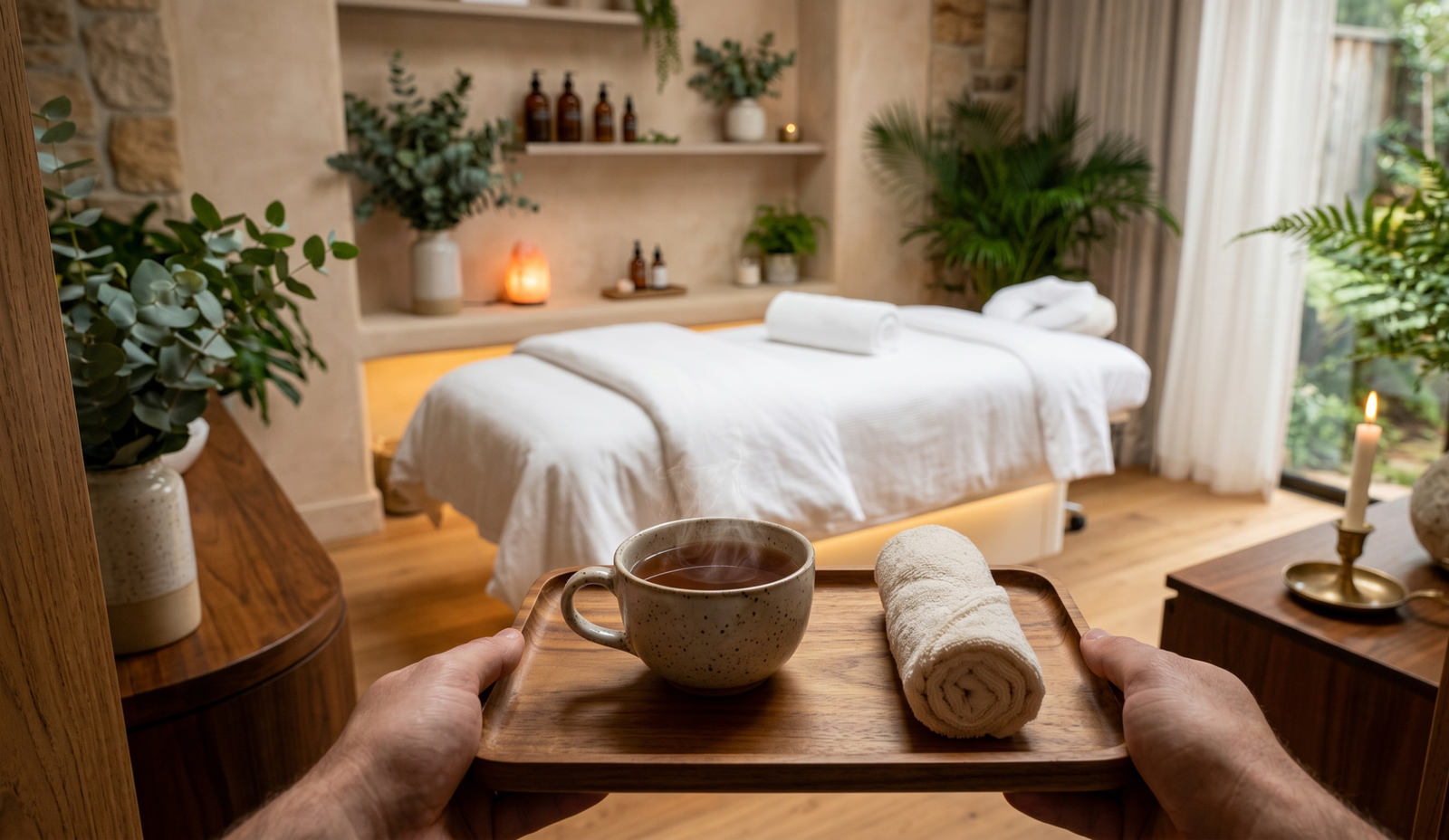 Aesthetic POV client experience at a premium beauty spa in Orange County