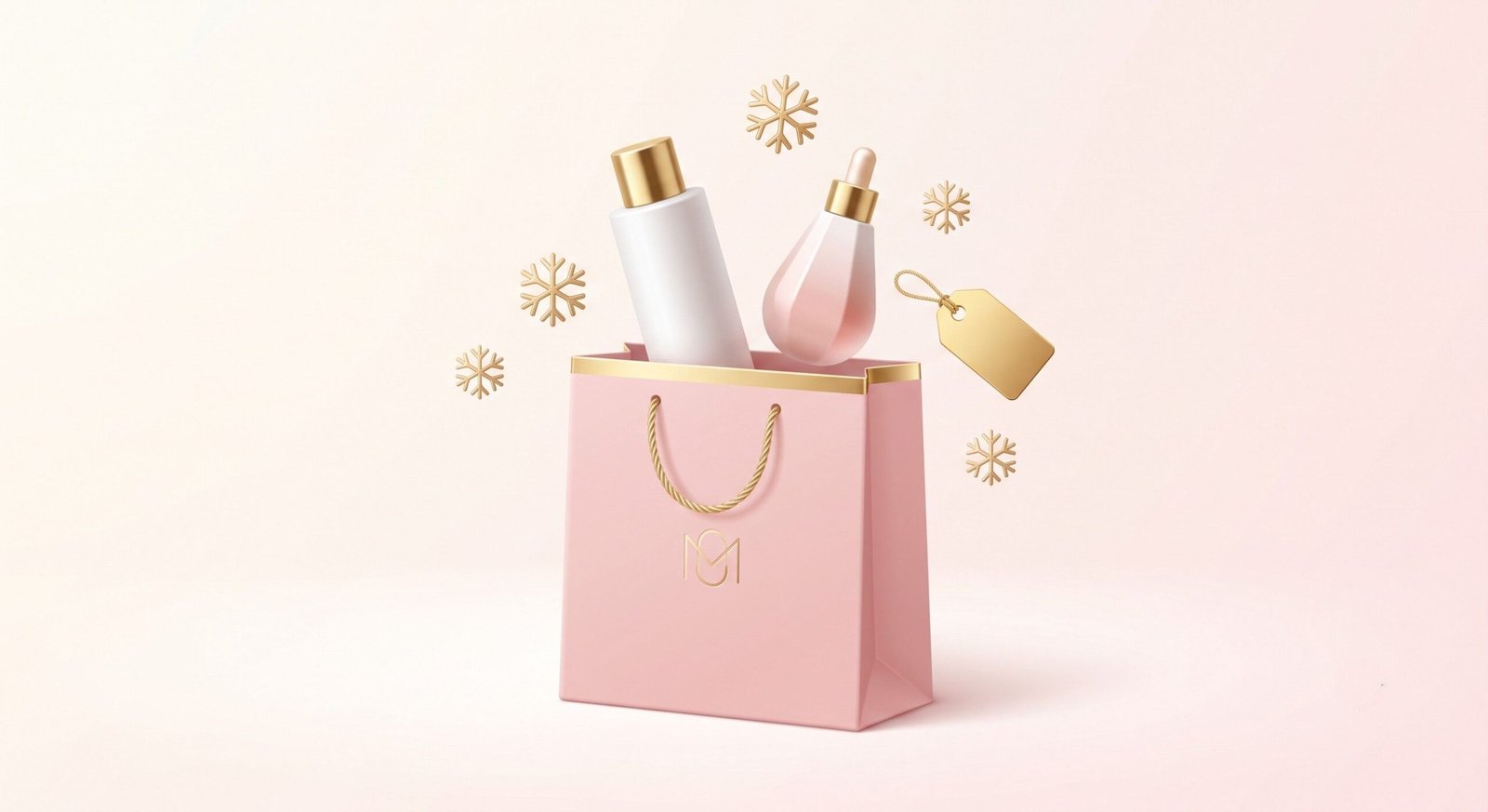 An elegant 3D vector layout representing retail product upselling and Christmas marketing ideas.