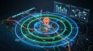 Google Ads Orange County 5-mile radius geo-fencing targeting map