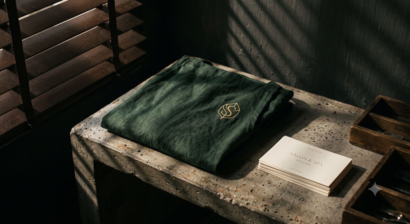 An authentic editorial shot of brand collateral for nhận diện thương hiệu tiệm nail.