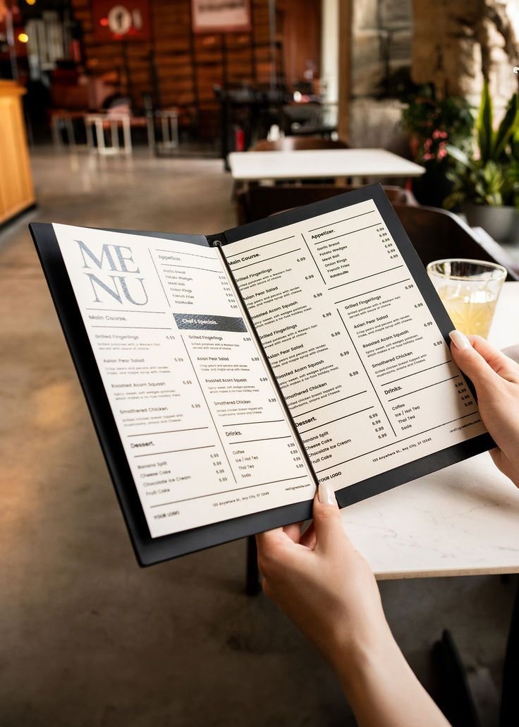 A real editorial documentary photo of a newly designed salon menu representing a success story for tiệm nail Westminster 92683.